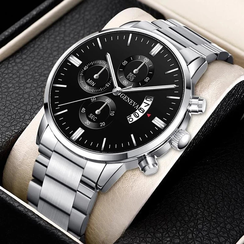 Fashion Mens Sports Watches Luxury Men Stainless Steel Quartz Wrist Watch for Man Business Casual Leather Watch часы мужские