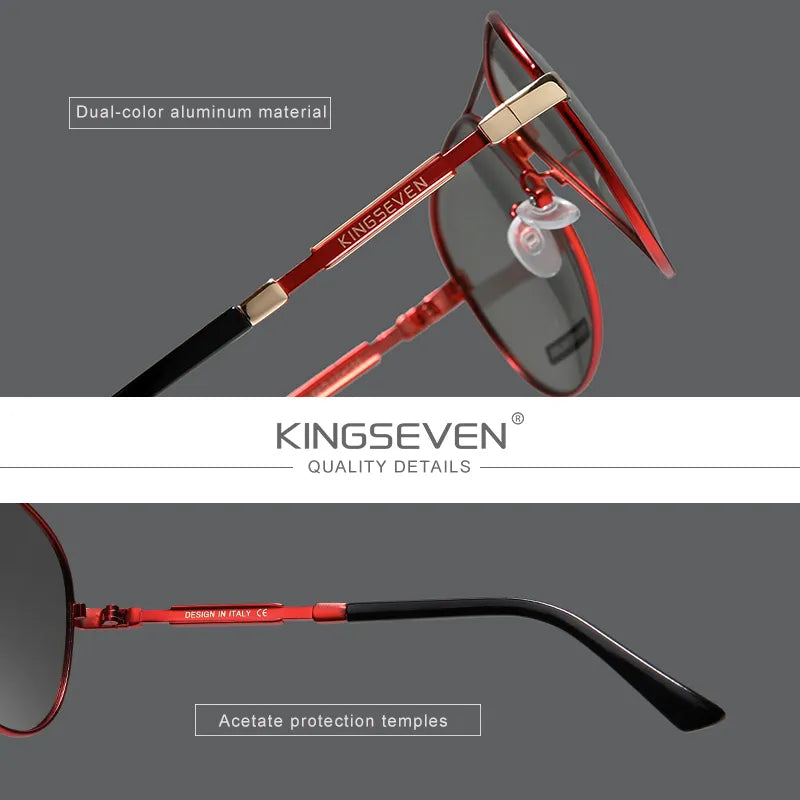 KINGSEVEN NEW Fashion Men's Aluminum Sunglasses Polarized Fishing Driving Sun glasses Brand Men UV400 Photochromism Lens Male