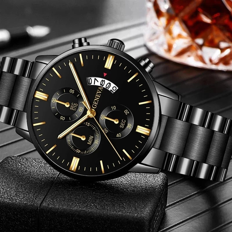 Fashion Mens Sports Watches Luxury Men Stainless Steel Quartz Wrist Watch for Man Business Casual Leather Watch часы мужские