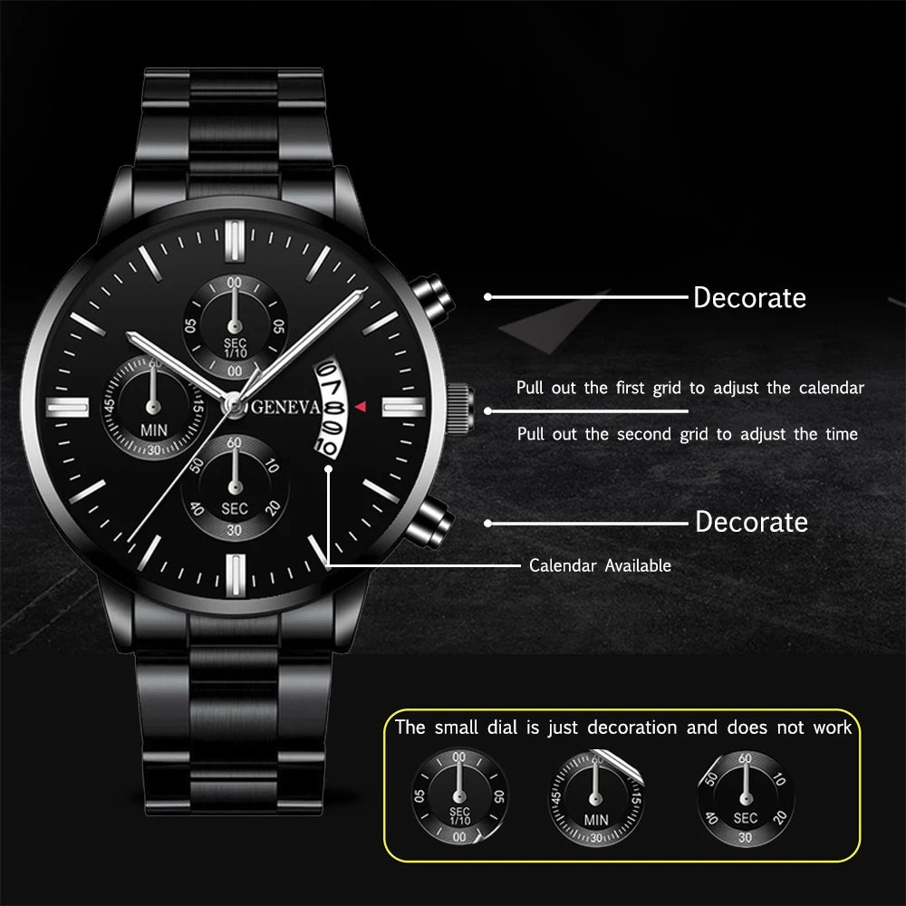 Fashion Mens Sports Watches Luxury Men Stainless Steel Quartz Wrist Watch for Man Business Casual Leather Watch часы мужские