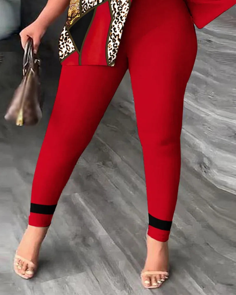 European and American women's summer new fashionable casual slit diagonal collar print suit zara woman 2022