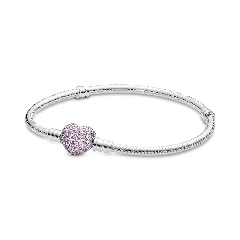 925 Silver Moments Heart Padlock Clasp Snake Chain Bracelet Family Tree You Are Loved Anniversary Gifts Valentines Day Diy