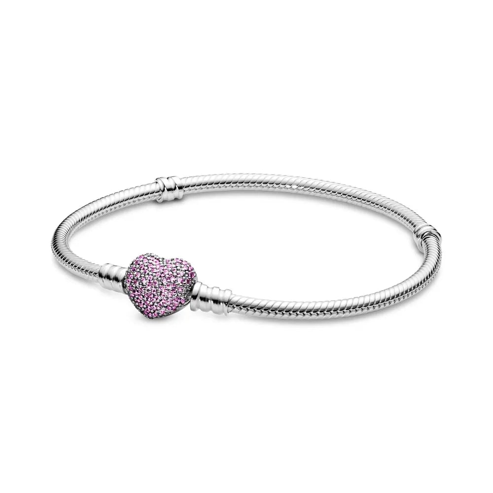 925 Silver Moments Heart Padlock Clasp Snake Chain Bracelet Family Tree You Are Loved Anniversary Gifts Valentines Day Diy