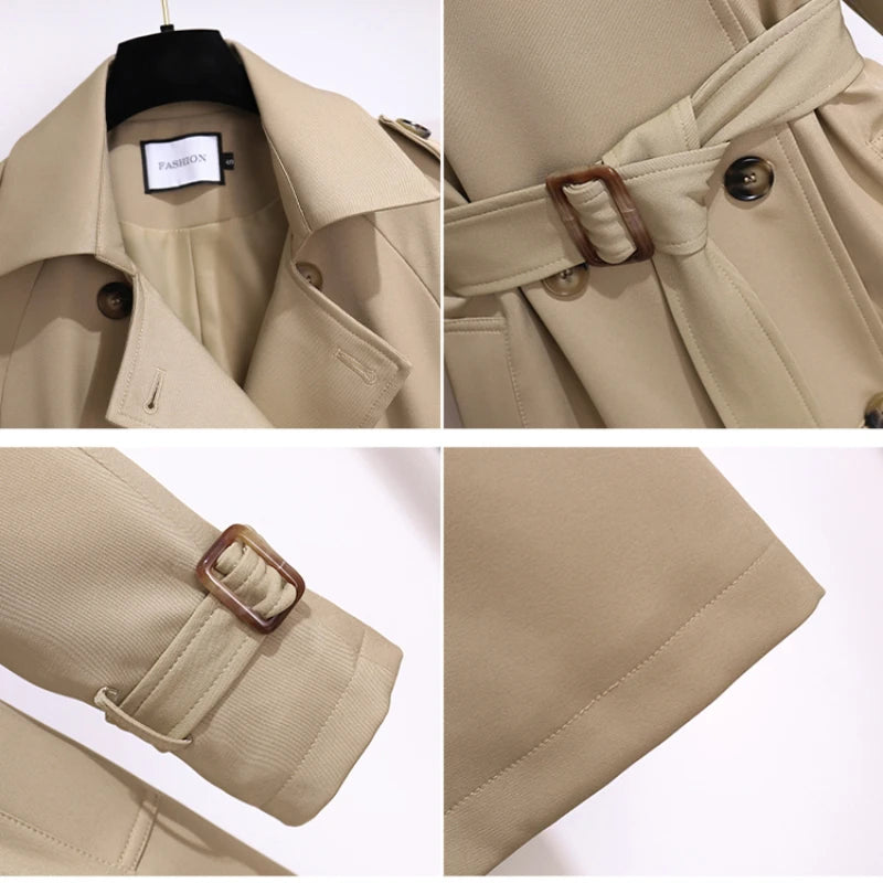 Women Coats and Jackets Autumn Mid Length Trench Coat Korean Fashion Spring Clothes Women Belt Women Coat Trench Coat for Women