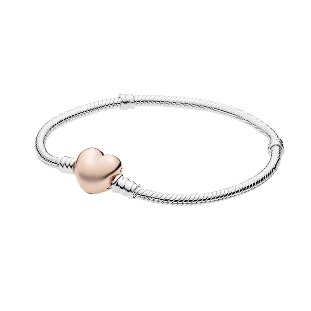 925 Silver Moments Heart Padlock Clasp Snake Chain Bracelet Family Tree You Are Loved Anniversary Gifts Valentines Day Diy