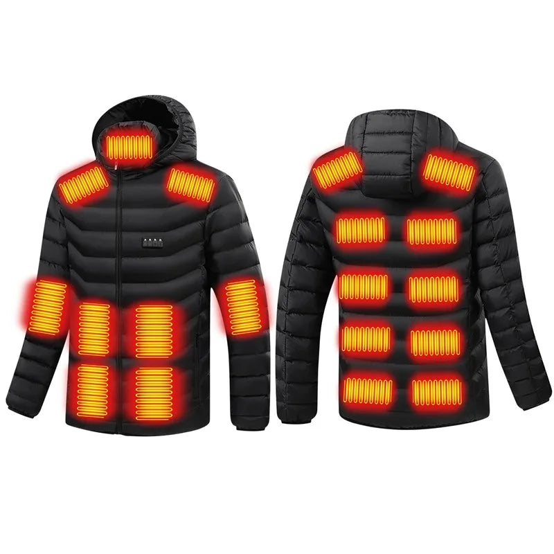 Men 4 Zone Heating Jacket Winter Electric Heated Clothes Usb Charging Waterproof Windbreaker Heat Outdoor Skiing Coat S-2xl