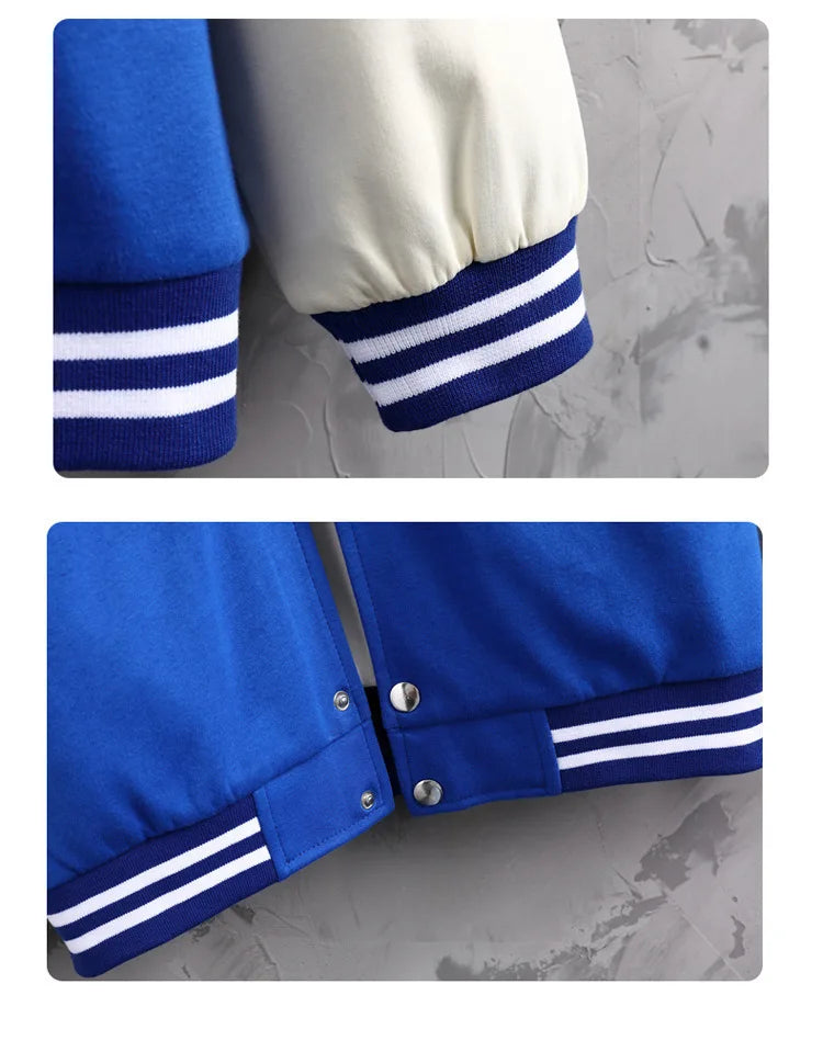 Men's Autumn Winter Baseball Jacket Coat Couple Fashion Loose Stand Collar Uniform Male Letter Printing Long Sleeve Windbreaker