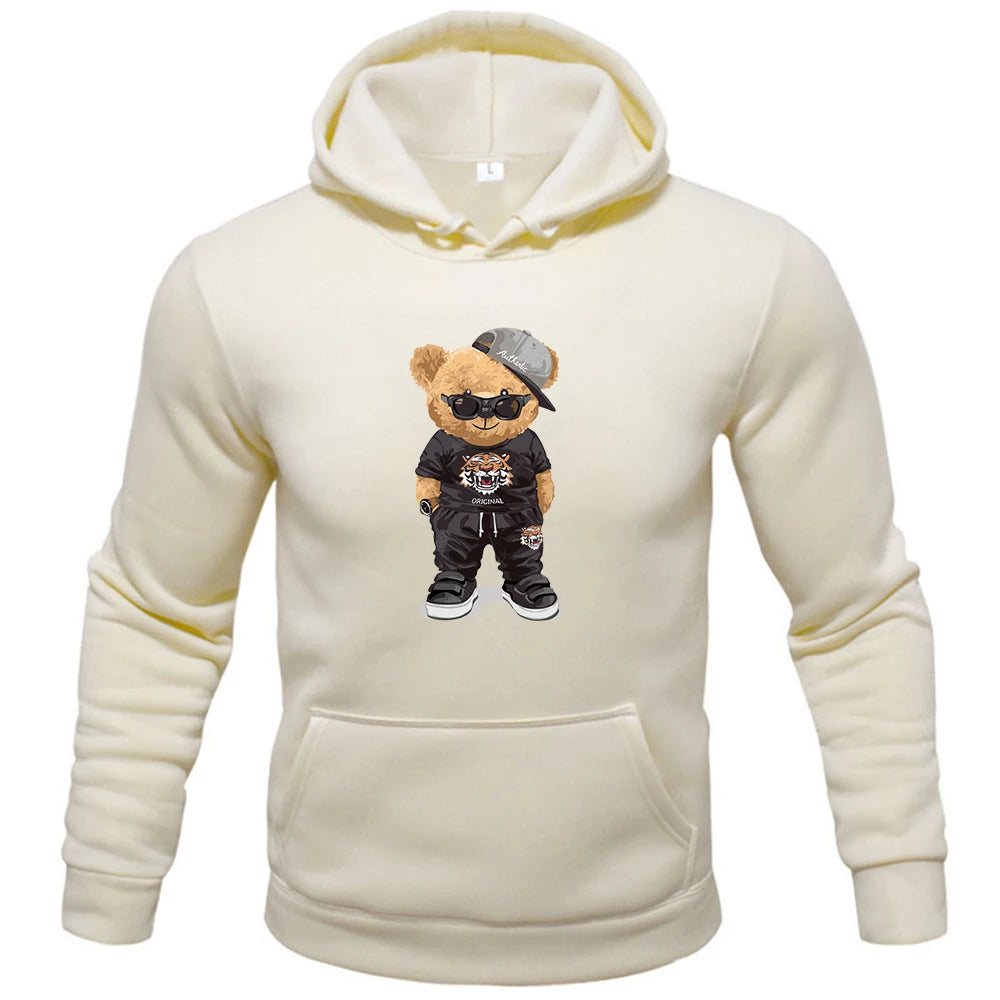 Men's Hoodie Harajuku Funny Bear Y2K Street Fashion Trend Spring Autumn Fleece Hoodie Men's Clothing