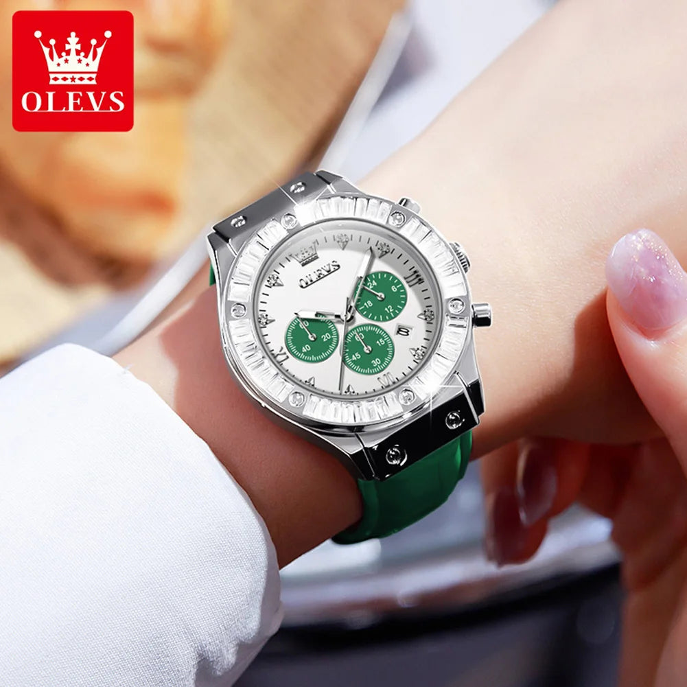 OLEVS Analog Quartz Watch for Men and Women Multifunction Chronograph Couple Watches His and Her Luxury Lover's Wristwatch