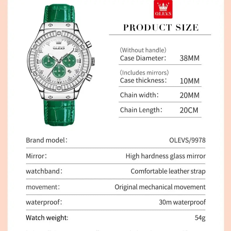 OLEVS Analog Quartz Watch for Men and Women Multifunction Chronograph Couple Watches His and Her Luxury Lover's Wristwatch
