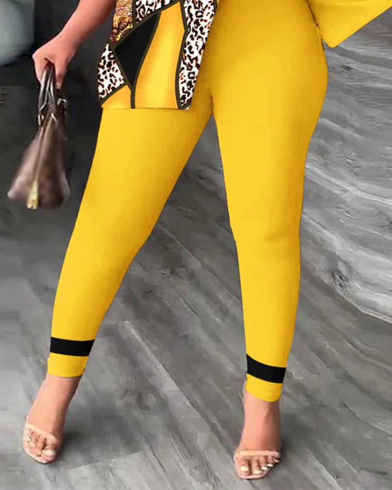 European and American women's summer new fashionable casual slit diagonal collar print suit zara woman 2022