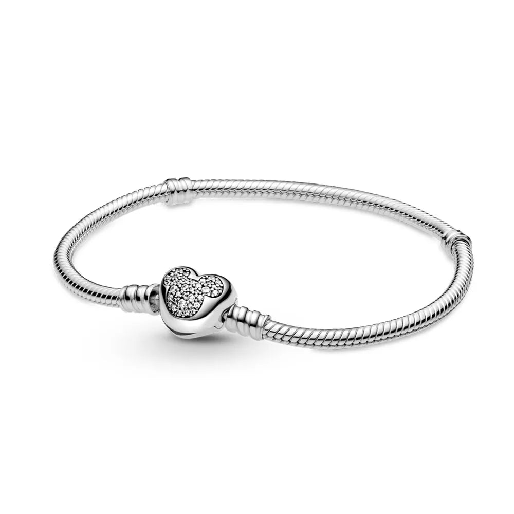 925 Silver Moments Heart Padlock Clasp Snake Chain Bracelet Family Tree You Are Loved Anniversary Gifts Valentines Day Diy