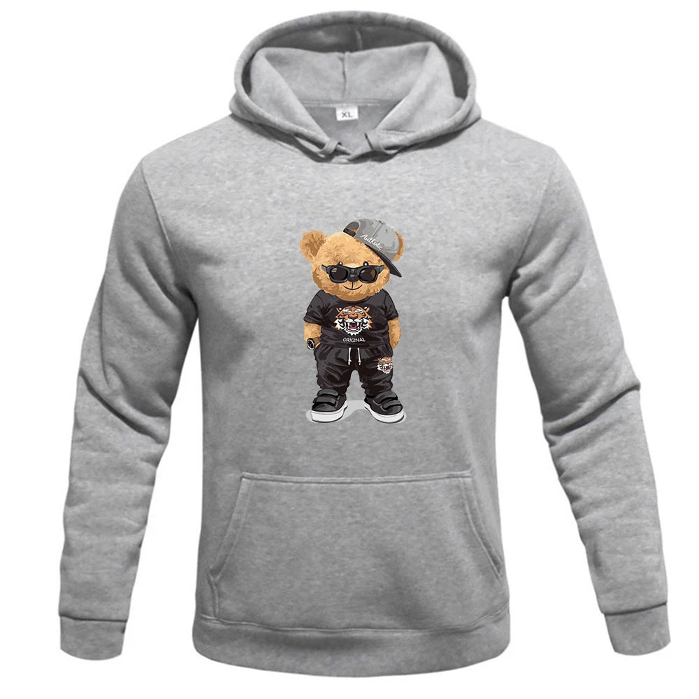 Men's Hoodie Harajuku Funny Bear Y2K Street Fashion Trend Spring Autumn Fleece Hoodie Men's Clothing