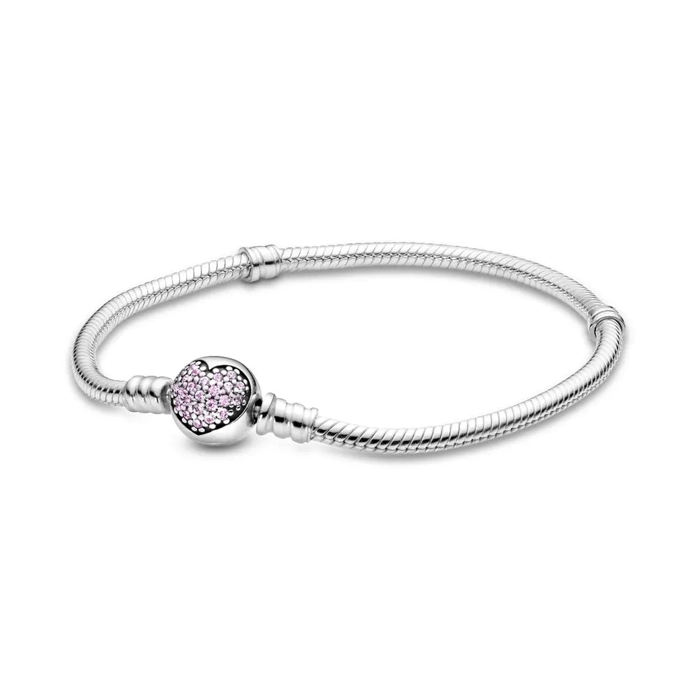 925 Silver Moments Heart Padlock Clasp Snake Chain Bracelet Family Tree You Are Loved Anniversary Gifts Valentines Day Diy
