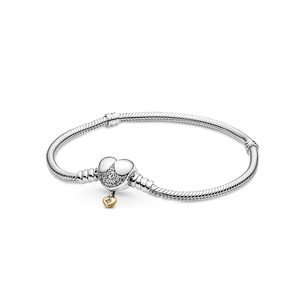 925 Silver Moments Heart Padlock Clasp Snake Chain Bracelet Family Tree You Are Loved Anniversary Gifts Valentines Day Diy