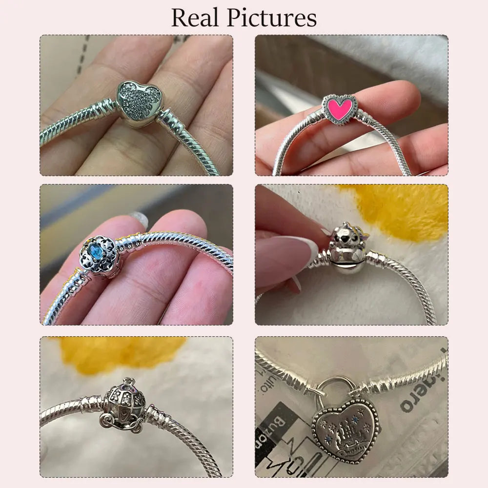 925 Silver Moments Heart Padlock Clasp Snake Chain Bracelet Family Tree You Are Loved Anniversary Gifts Valentines Day Diy