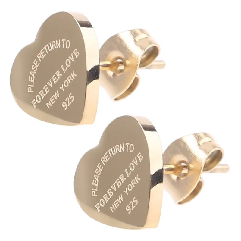 Cute Size Luxury Designer Women Fashion Stud Stainless Steel Lover Gifts High Polish Engagement Earrings Wholesale