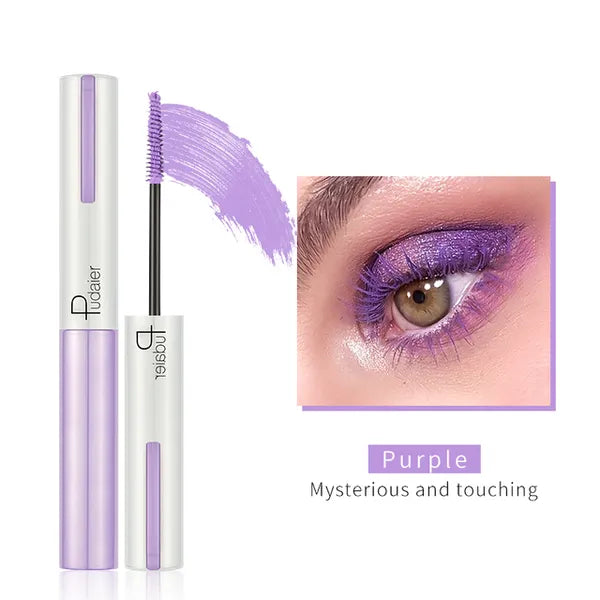 Pudaier Rainbow Colorful Mascara Professional Eyes Makeup Waterproof Easy Remove Punk Blue White Red Black Purple Lengthen Eyelashes Color Mascara