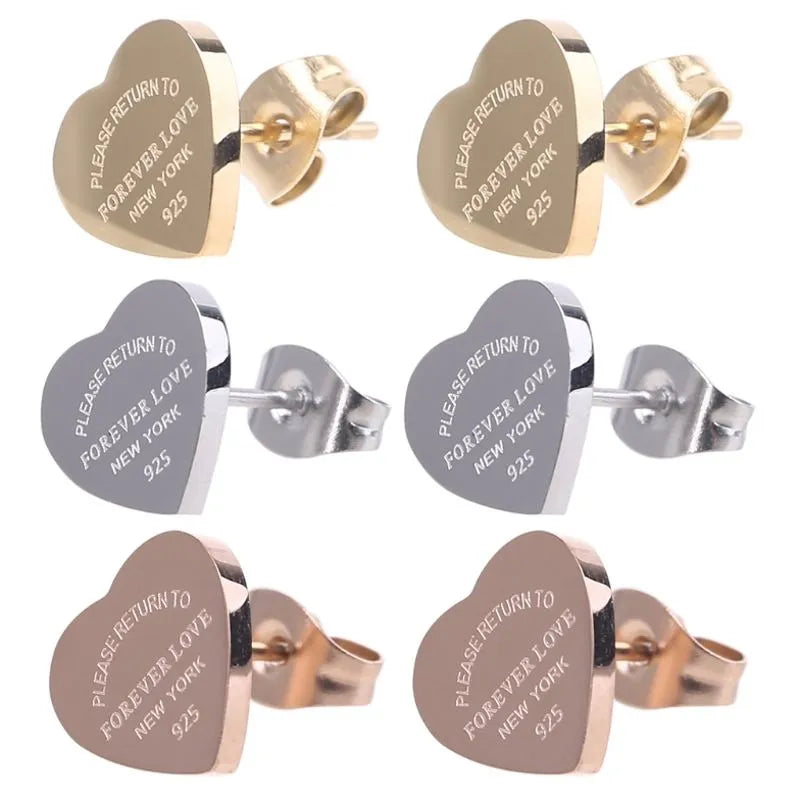 Cute Size Luxury Designer Women Fashion Stud Stainless Steel Lover Gifts High Polish Engagement Earrings Wholesale
