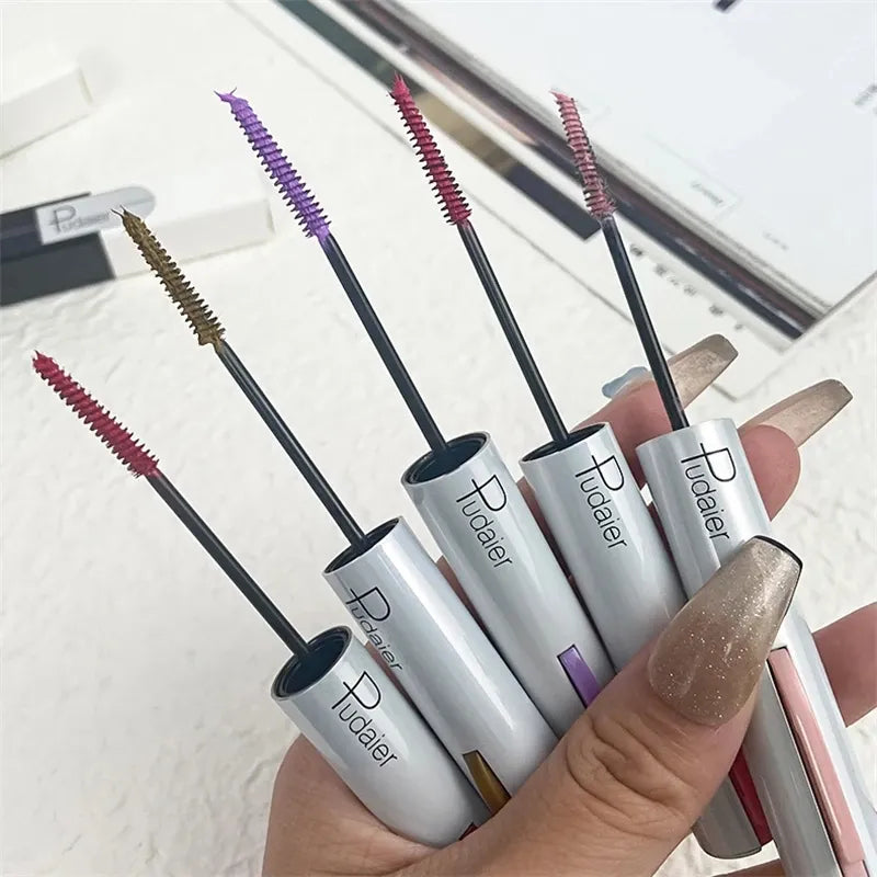 Pudaier Rainbow Colorful Mascara Professional Eyes Makeup Waterproof Easy Remove Punk Blue White Red Black Purple Lengthen Eyelashes Color Mascara