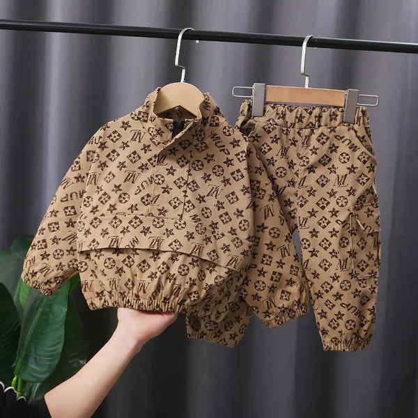 Children Designer 4 Baby Boy Clothes 5 Years Toddler Boutique Outfits Fashion Print Splicing Coats and Pants Kids Bebes Jogging Suits Tracksuits