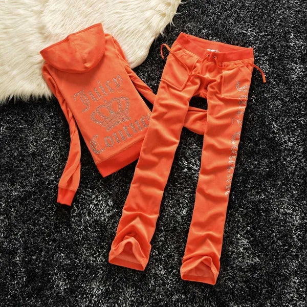 Juicy Apple Women's Tracksuit 2023 Summer Brand Sewing Suit Velvet Tracksuits Velour Suit Women Track Suit Hoodies Pants Met