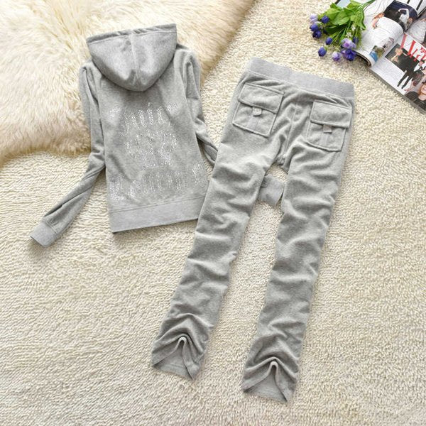 Juicy Apple Women's Tracksuit 2023 Summer Brand Sewing Suit Velvet Tracksuits Velour Suit Women Track Suit Hoodies Pants Met
