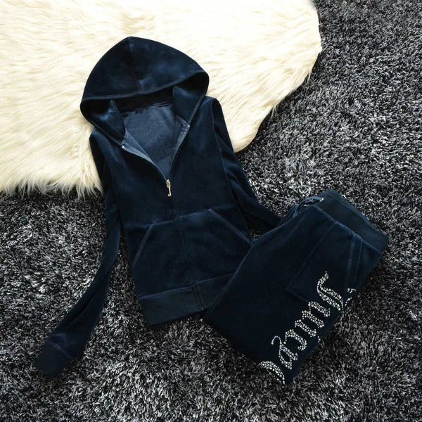 Juicy Apple Women's Tracksuit 2023 Summer Brand Sewing Suit Velvet Tracksuits Velour Suit Women Track Suit Hoodies Pants Met