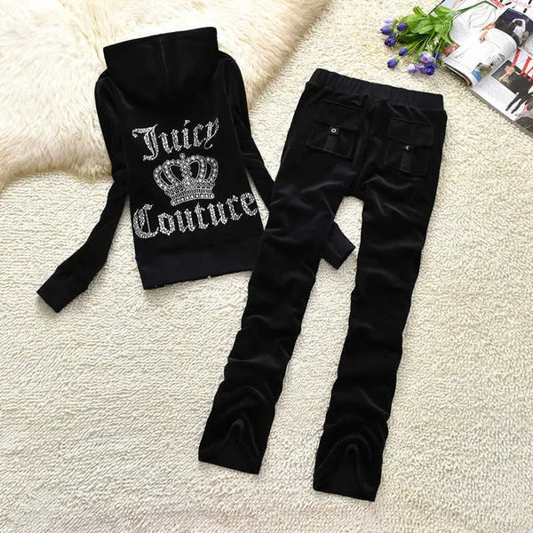 Juicy Apple Women's Tracksuit 2023 Summer Brand Sewing Suit Velvet Tracksuits Velour Suit Women Track Suit Hoodies Pants Met