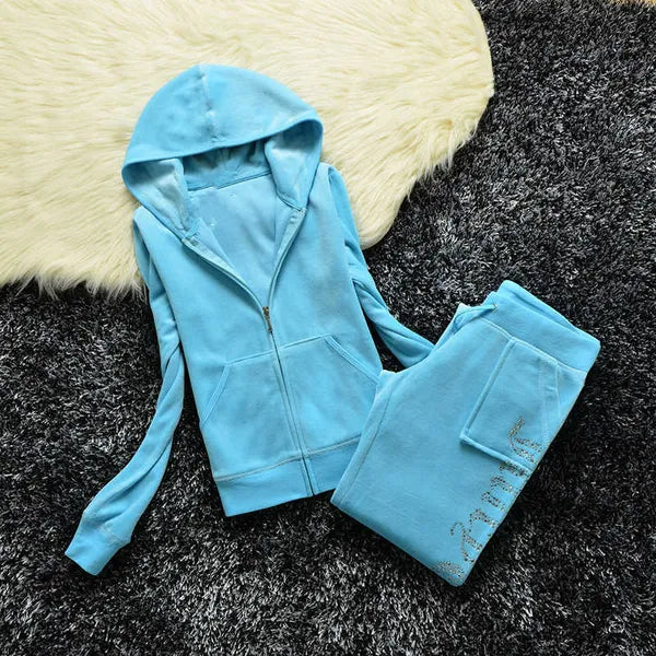 Juicy Apple Women's Tracksuit 2023 Summer Brand Sewing Suit Velvet Tracksuits Velour Suit Women Track Suit Hoodies Pants Met
