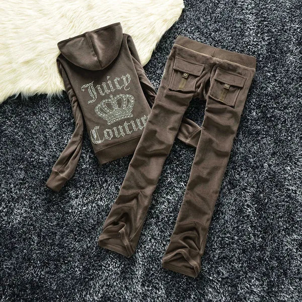 Juicy Apple Women's Tracksuit 2023 Summer Brand Sewing Suit Velvet Tracksuits Velour Suit Women Track Suit Hoodies Pants Met