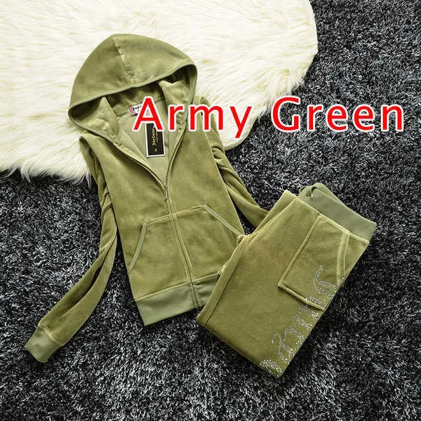 Juicy Apple Women's Tracksuit 2023 Summer Brand Sewing Suit Velvet Tracksuits Velour Suit Women Track Suit Hoodies Pants Met