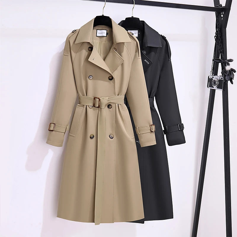 Women Coats and Jackets Autumn Mid Length Trench Coat Korean Fashion Spring Clothes Women Belt Women Coat Trench Coat for Women