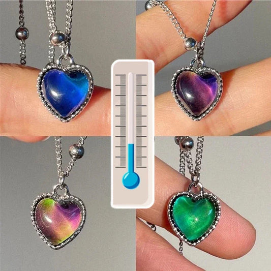 Feeling Emotional Sensitive Discoloration Love Pendant Necklace Stainless Steel Beaded Chain Necklaces Gift Jewelry New Fashion