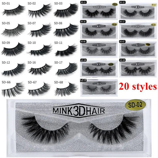 3D Mink Hair Eyelashes High Imitation Fake Lashes Eye Makeup Multiple Styles Soft Natural Thick Extension Beauty Tools